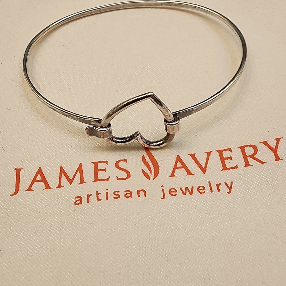 James Avery Silver Heart Bangle Bracelet